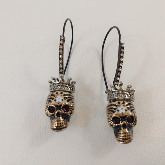 Betsey Johnson Skull with Crown Earrings - Picture 2 of 5